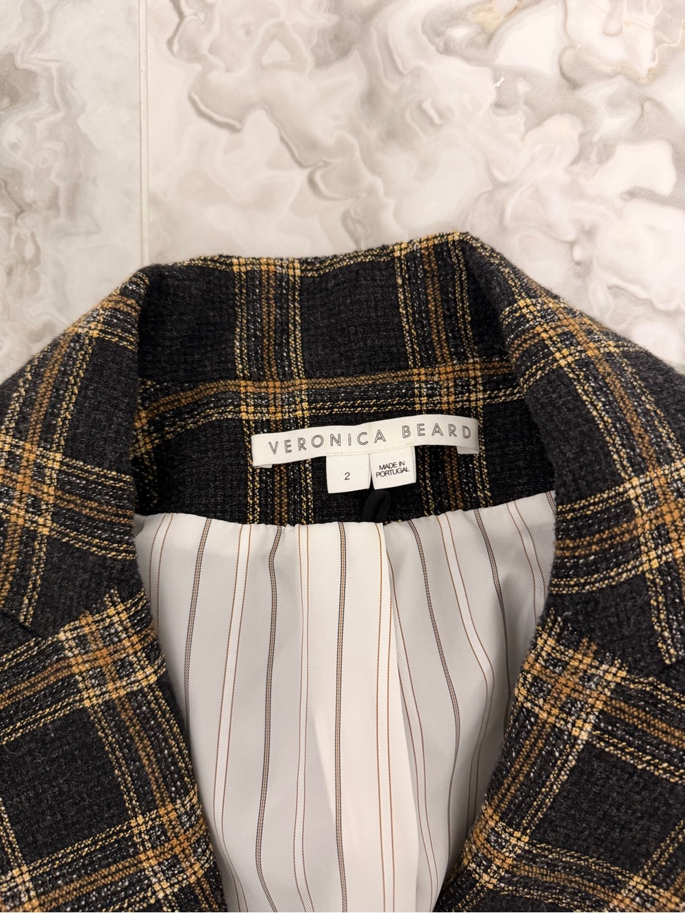 Veronica Beard Plaid Blazer with Gold Windowpane - Picture 6 of 8